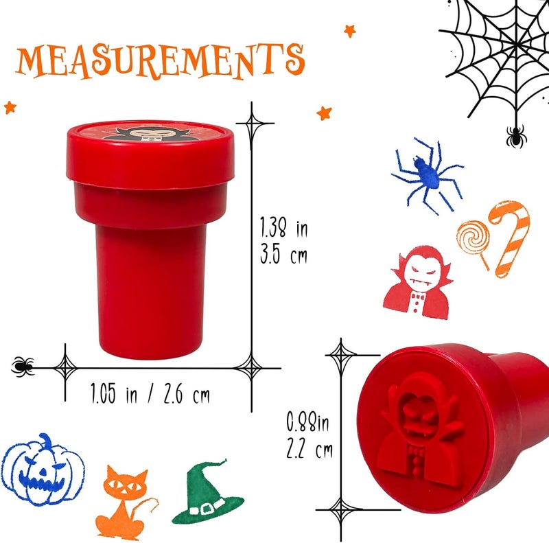 Confettiville Halloween Stamps, 20-Count Assorted Self-Inking Stamp Set, 20 Designs, Perfect for DIY Craft, Party Favors, Classroom Rewards - Image 3